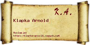 Klapka Arnold névjegykártya